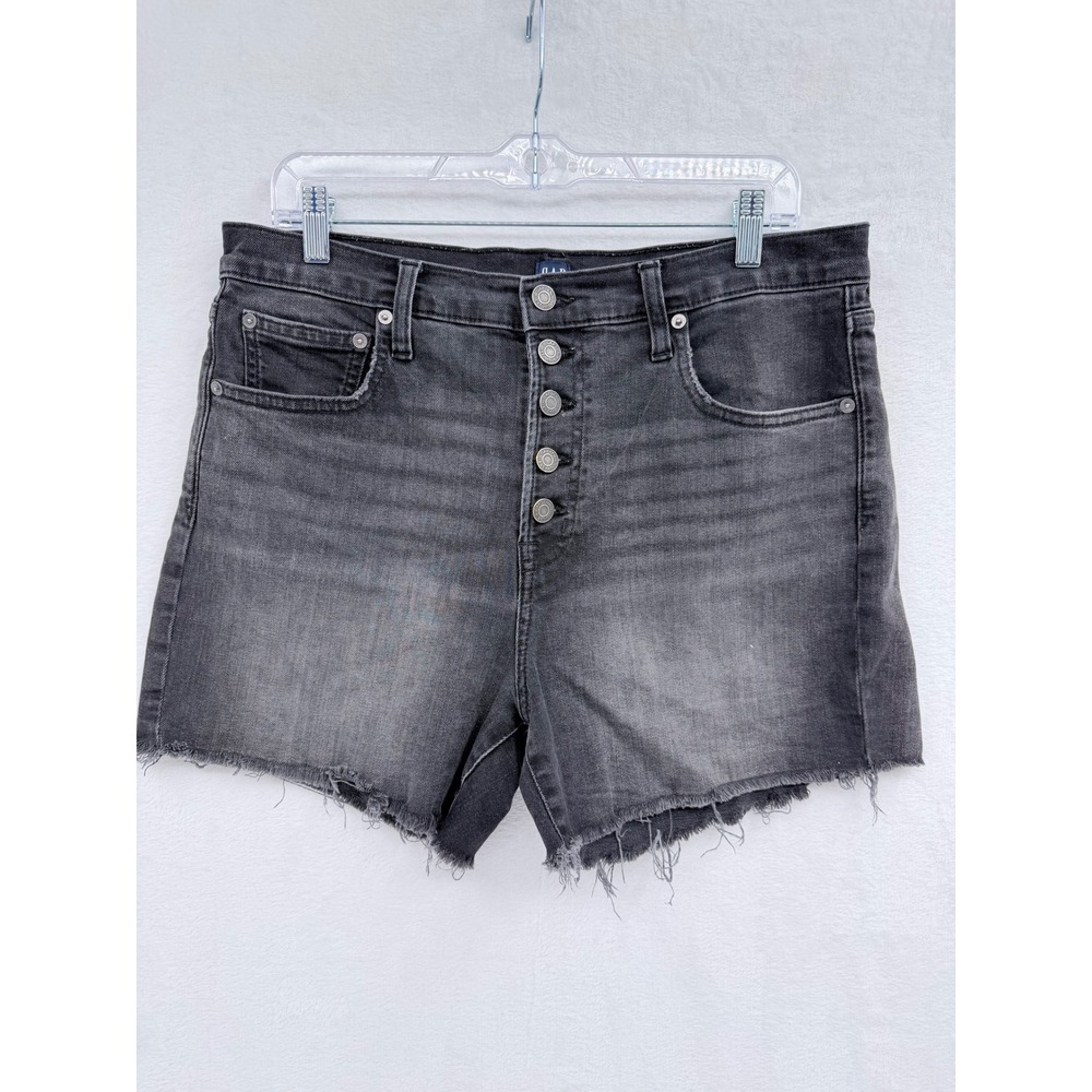 Gap Denim Womens 12/31 High Rise Shorts Washed Black Boho Festival Grunge‎